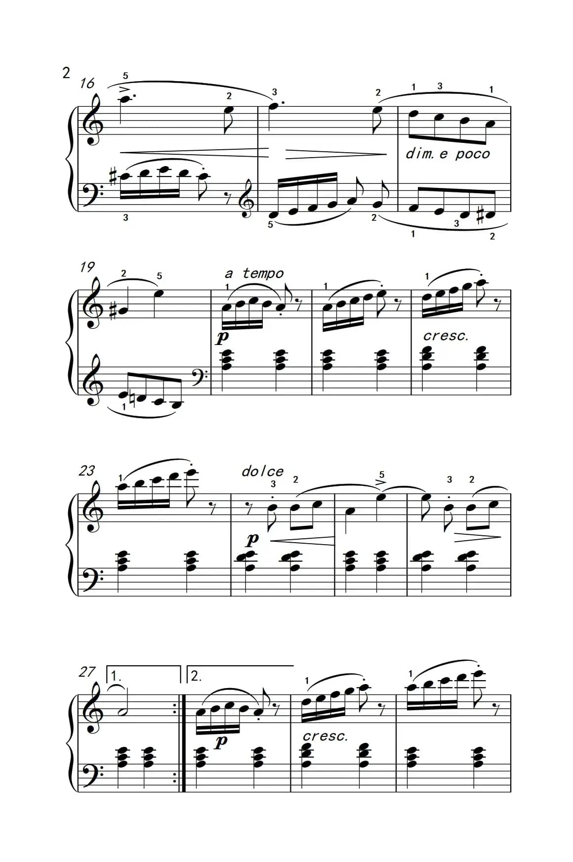 阿拉伯风格曲（老年大学 钢琴教程 2）