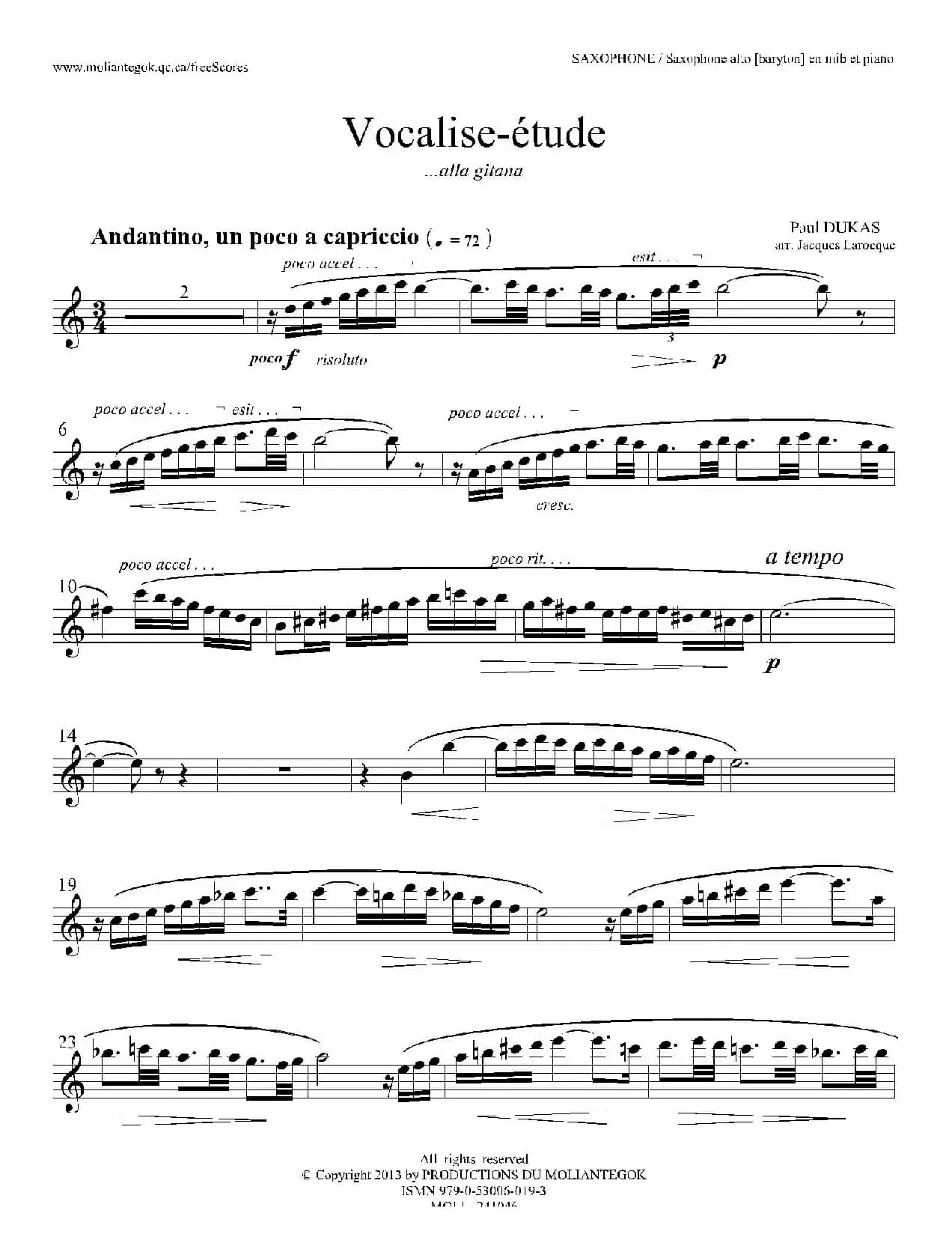 P·杜卡斯：练声曲（中音萨克斯）