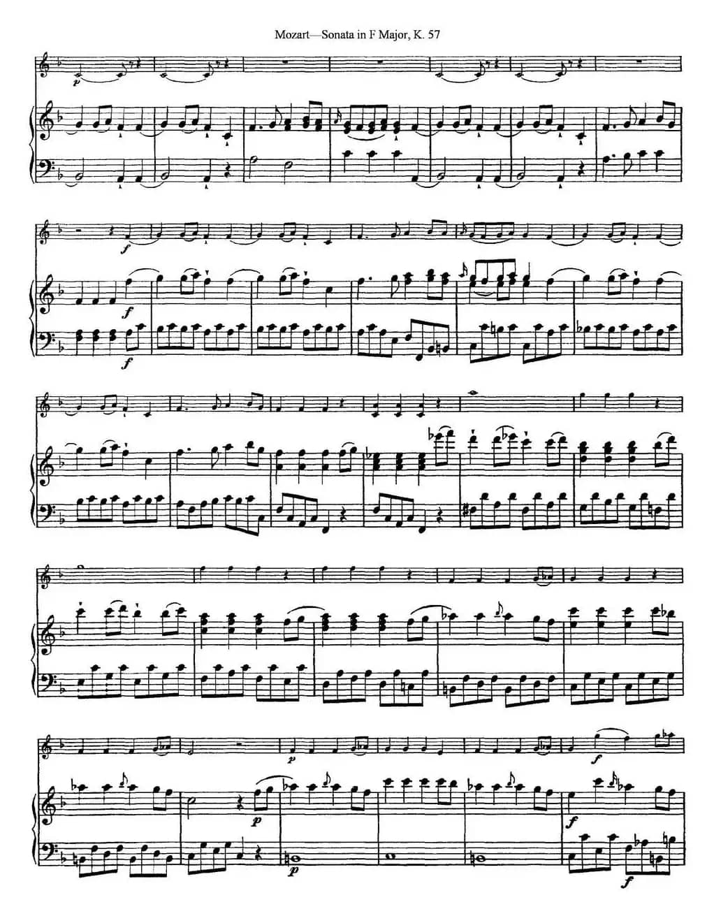 Violin Sonata in F Major K.357（小提琴+钢琴伴奏）
