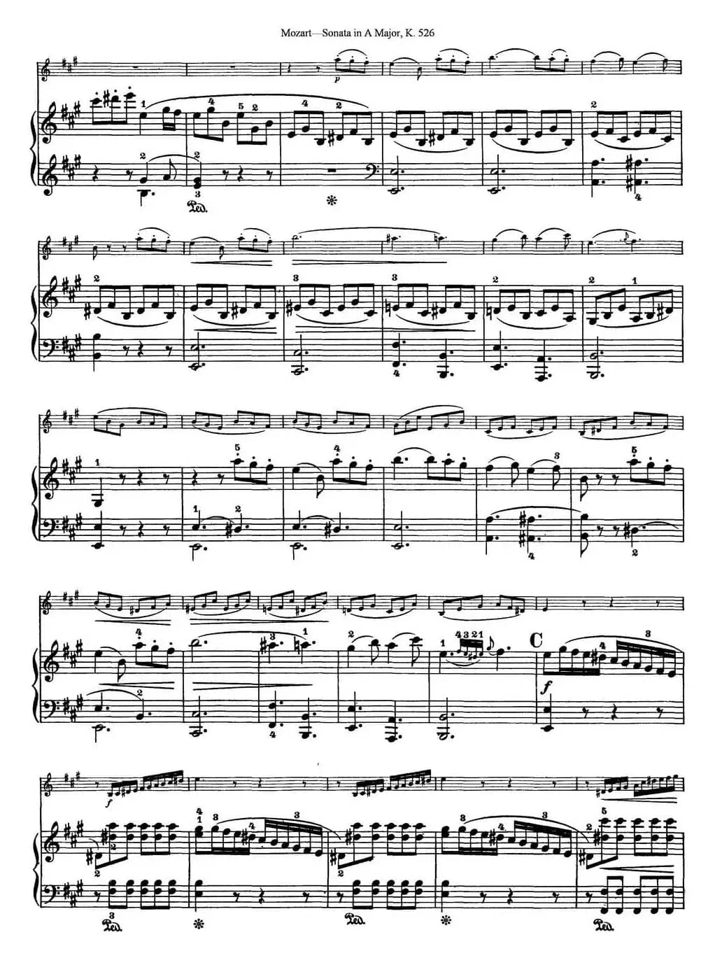 Violin Sonata in A Major K.526（小提琴+钢琴伴奏）