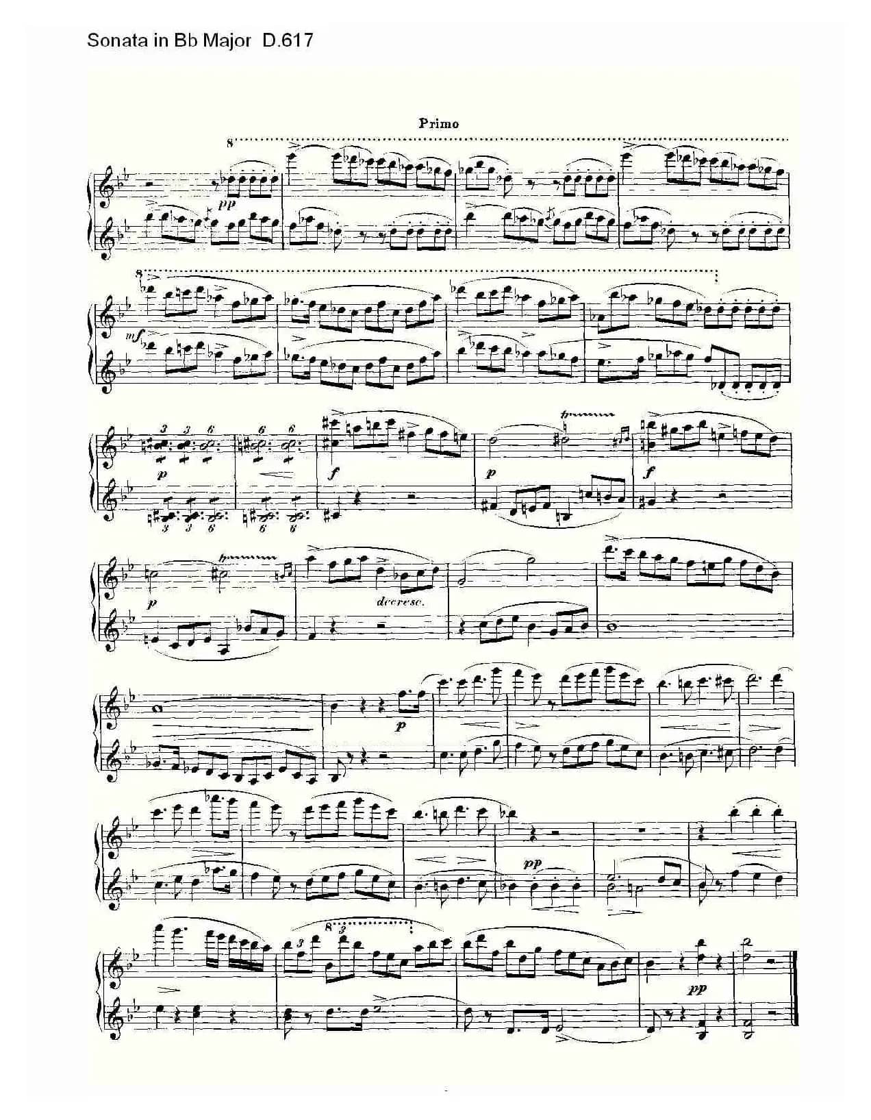 Sonata in Bb Major D.617(Bb大调奏鸣曲 D.617)