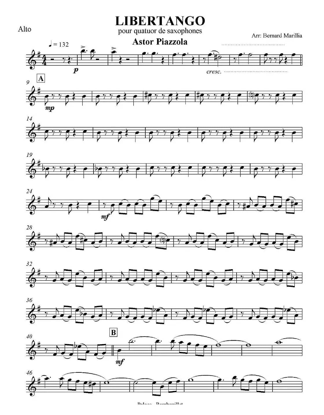 LIBERTANGO（探戈灵魂）（四重奏之中音萨克斯分谱）