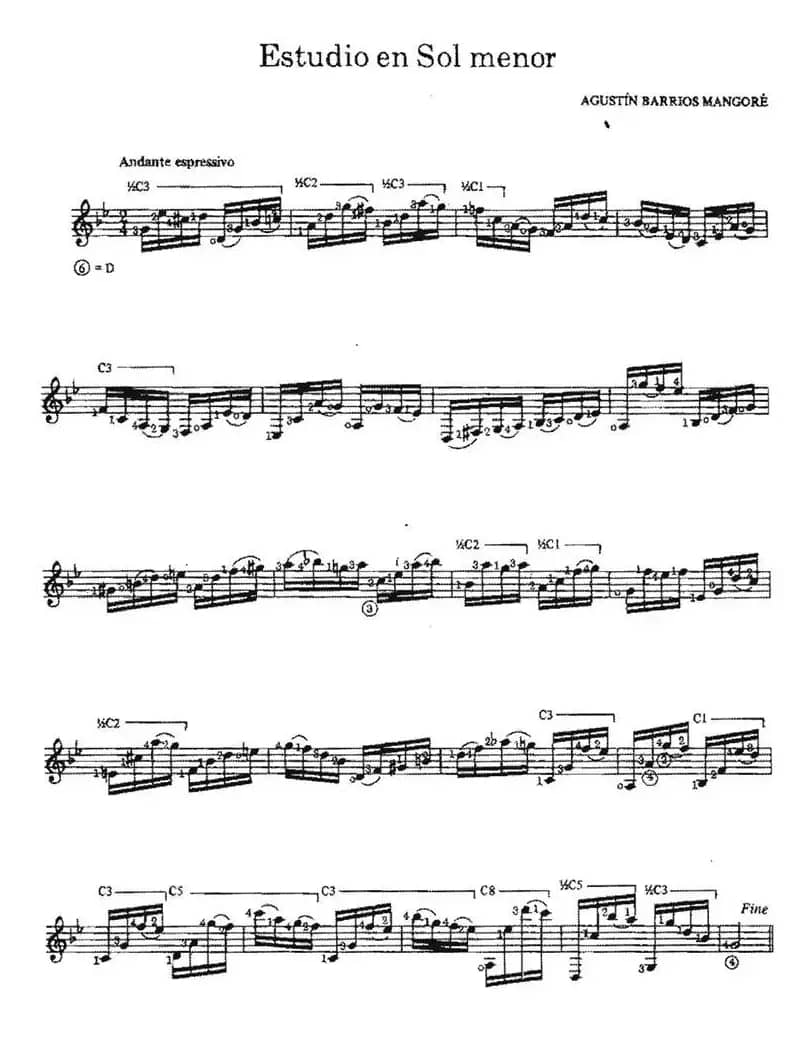 Estudio en Sol menor（古典吉他）