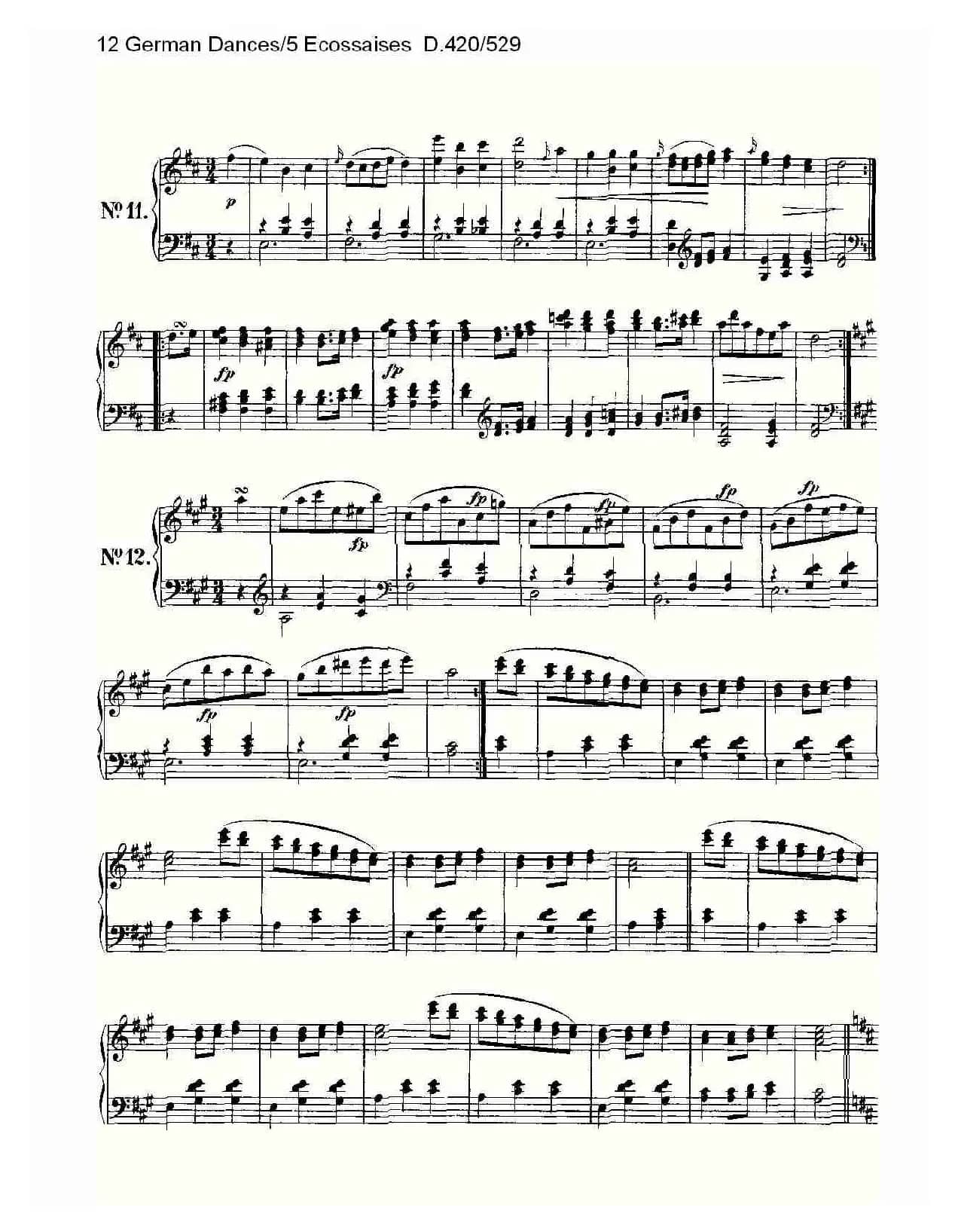 12 German Dances/5 Ecossaises D.420/529