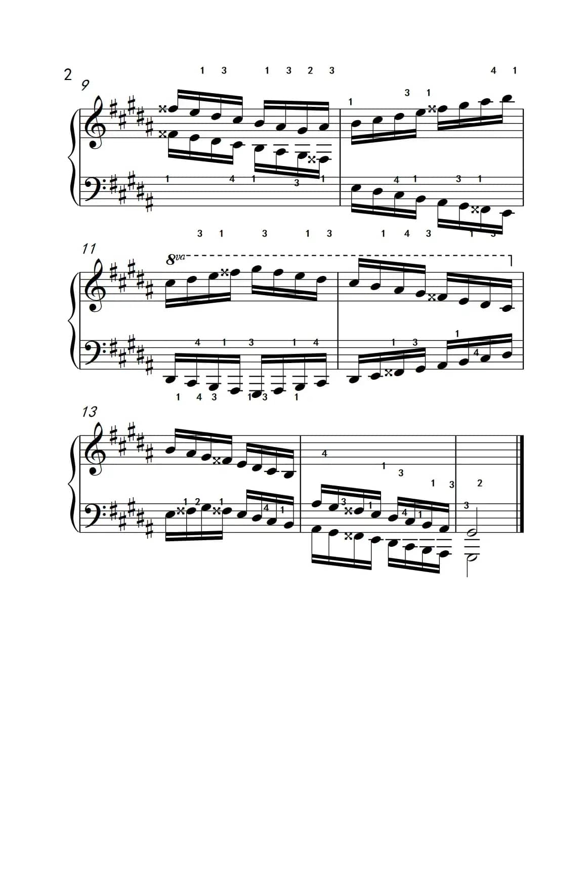 升G小调音阶（反向四个八度）（孩子们的钢琴音阶、和弦与琶音 2）