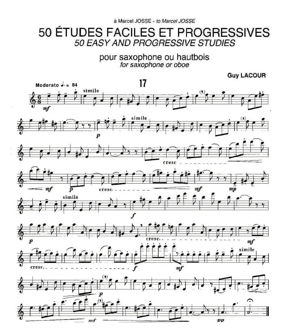 Guy Lacour 50 首萨克斯练习曲之17