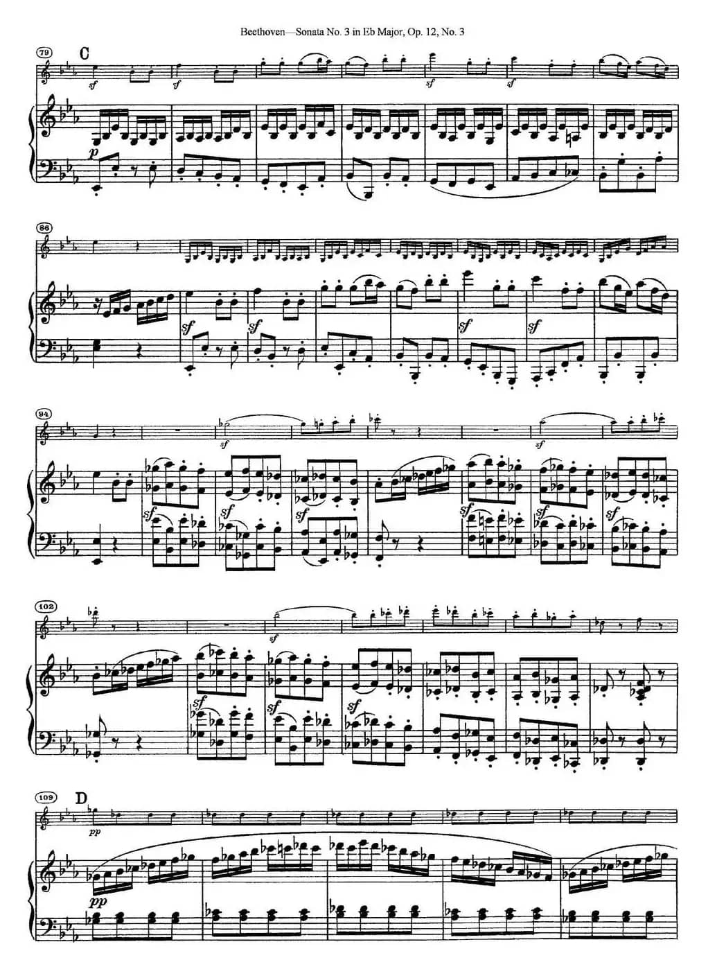 Violin Sonata No.3 in Eb Major Op.12 No.3（小提琴+钢琴伴奏）