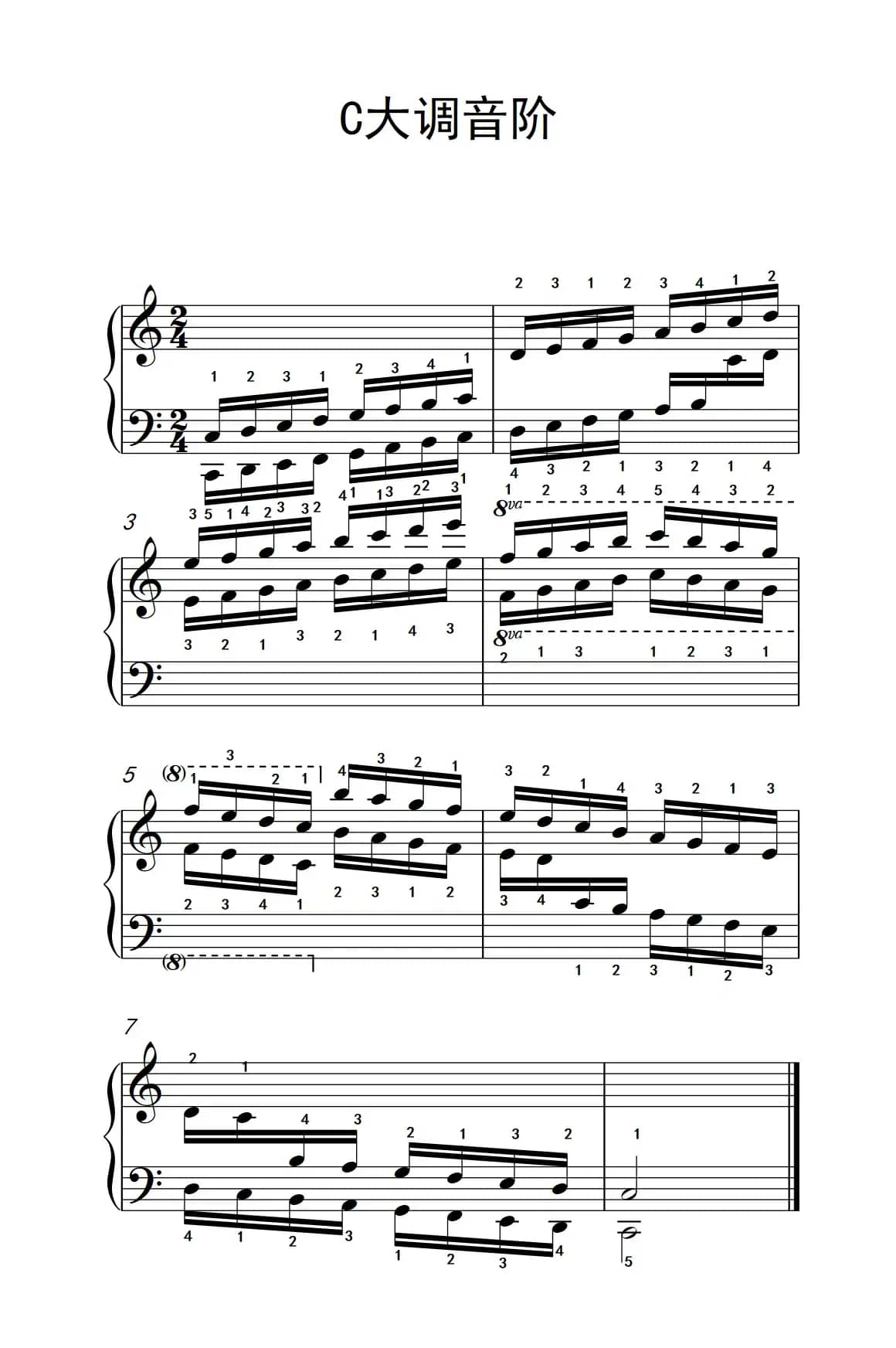 第四级 1.C大调音阶（中央音乐学院 钢琴（业余）考级教程 4-6级）