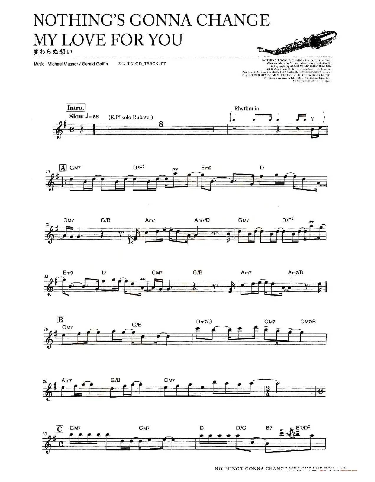 小林香织《Goledn Best》曲谱全集（NOTHING'S GONNA CHANCE MY LOVE FOR YOU）