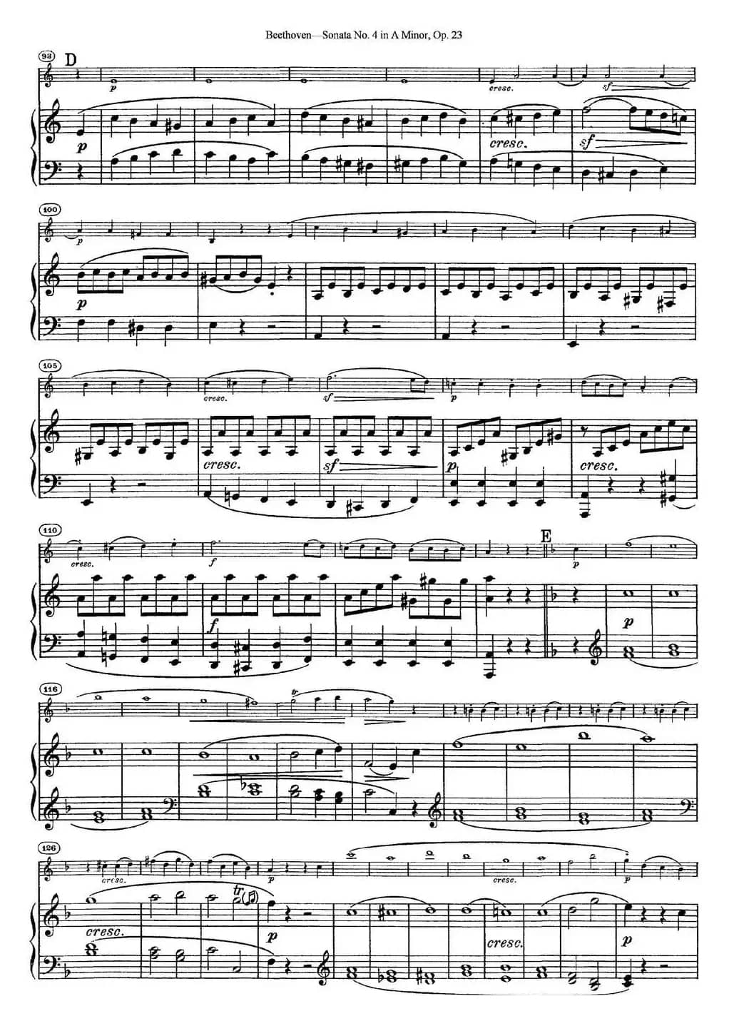 Violin Sonata No.4 in A Minor Op.23（小提琴+钢琴伴奏）