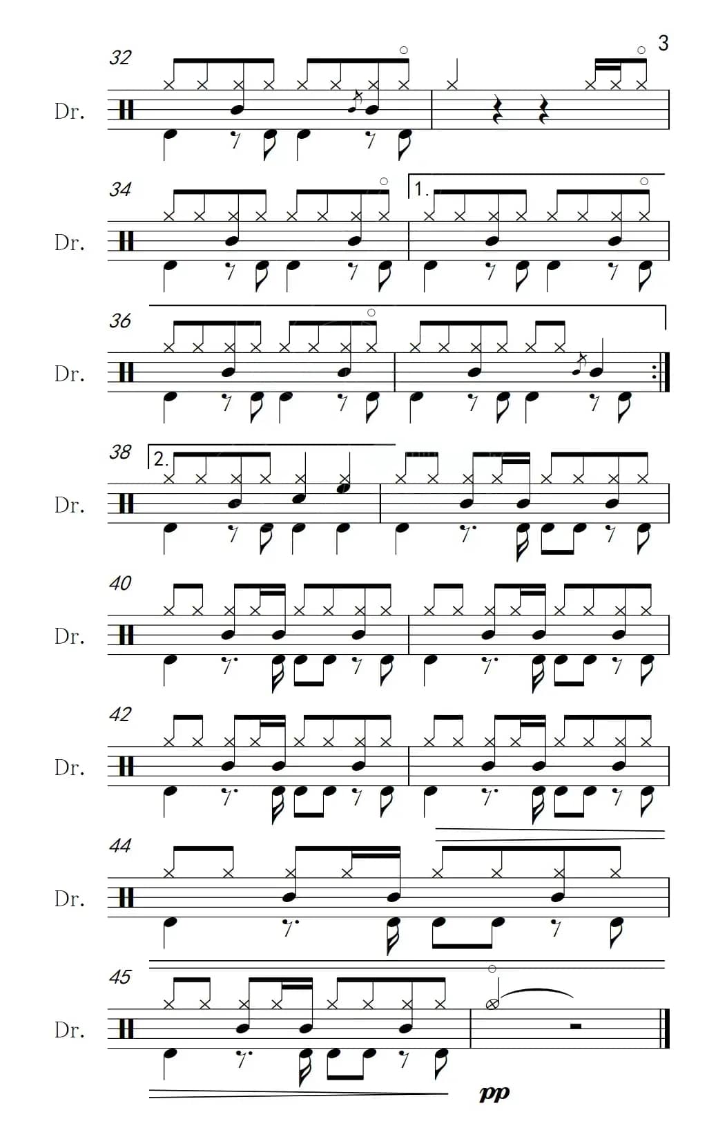 昨日重现（架子鼓谱）