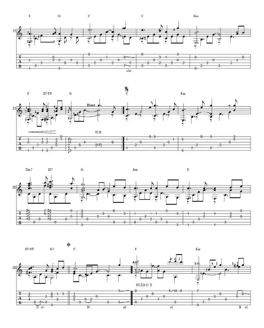 月亮代表我的心（指弹谱）