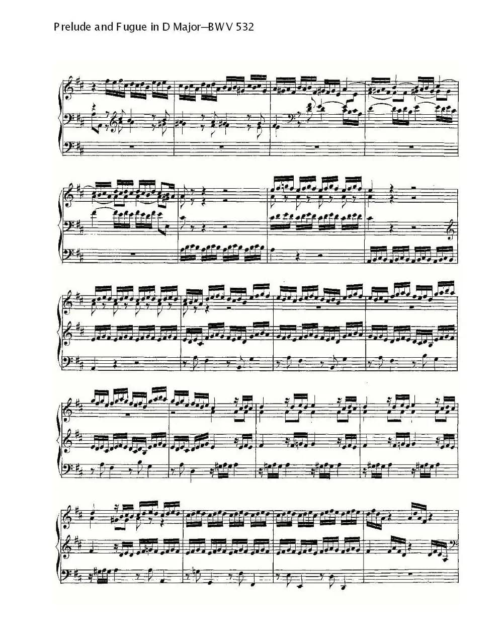 Prelude and Fugue in D Major--BWV 532  （管风琴谱）