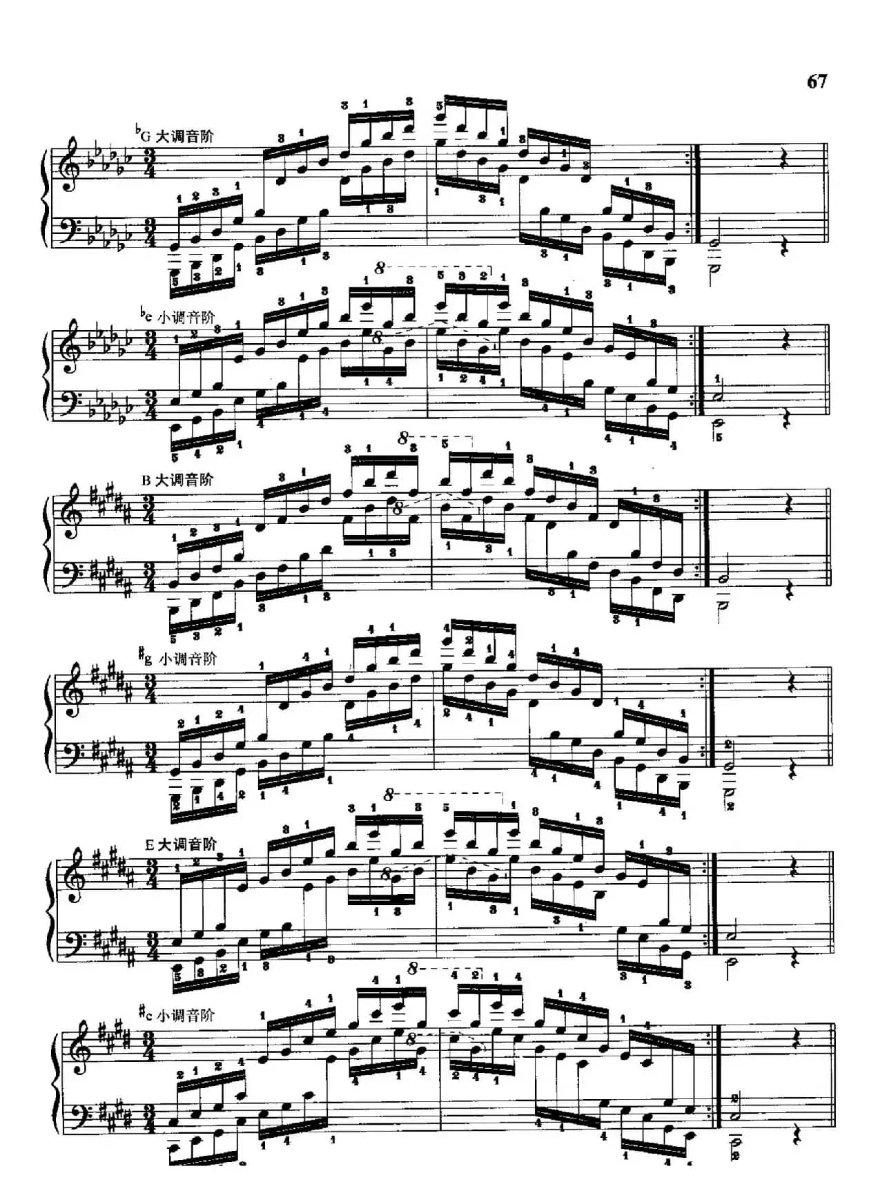 哈农钢琴练指法（第二部分·41 二十四个大小调中三和弦的琶音练习）