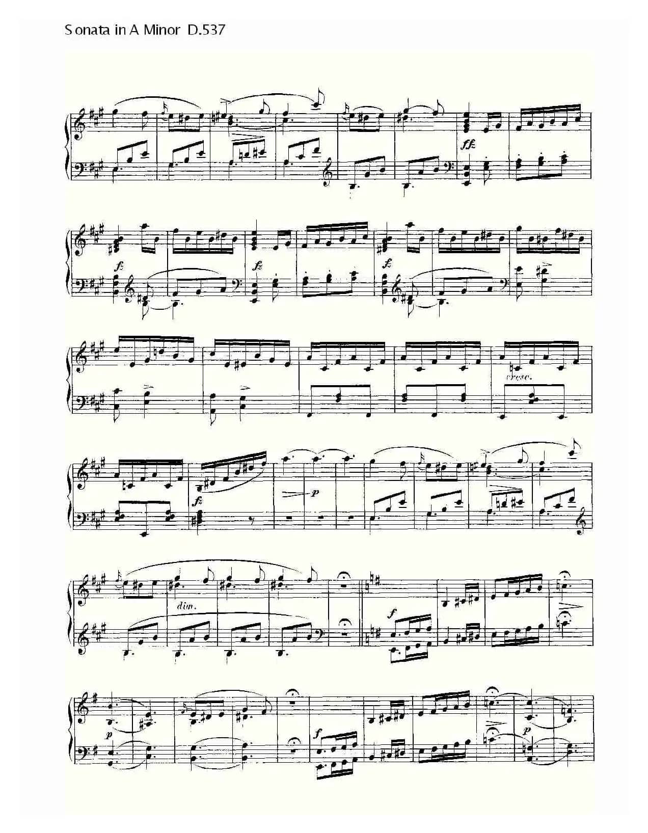 Sonata in A Minor D.537（A小调奏鸣曲 D.537）
