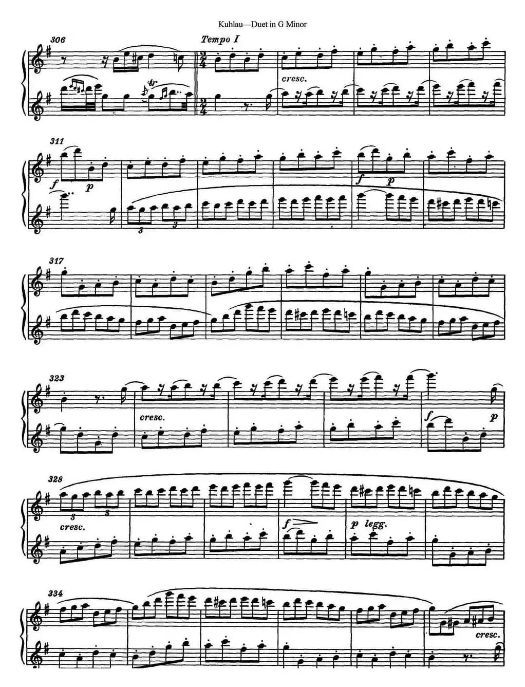 库劳g小调长笛二重奏练习曲（No.2）