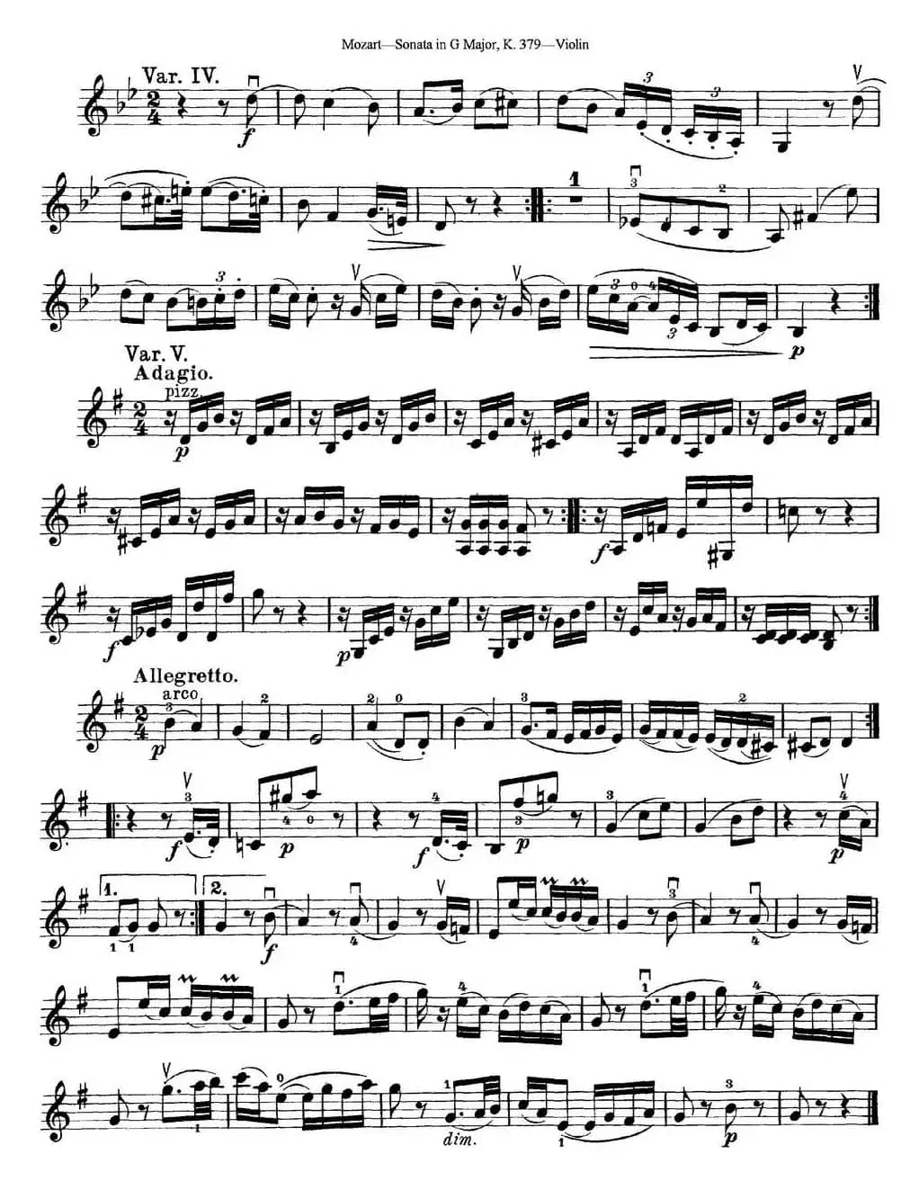 Violin Sonata in G Major K.379