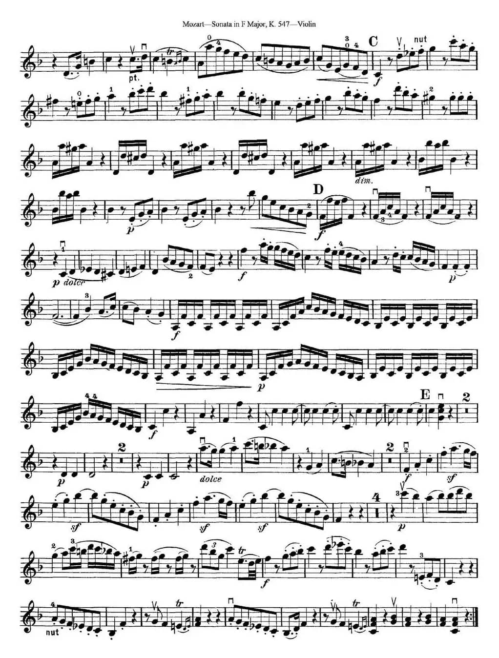 Violin Sonata in F Major K.547