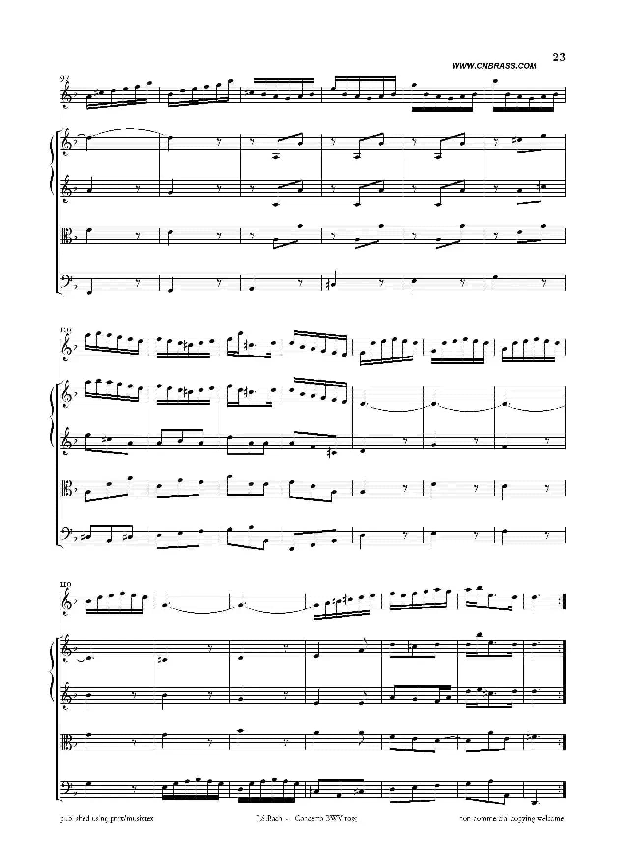 Concerto BWV 1059（双簧管与弦乐D小调协奏曲）