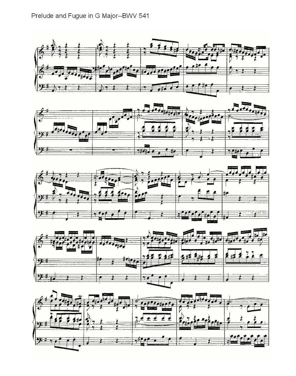 Prelude and Fugue in G Major--BWV 541 （管风琴谱）