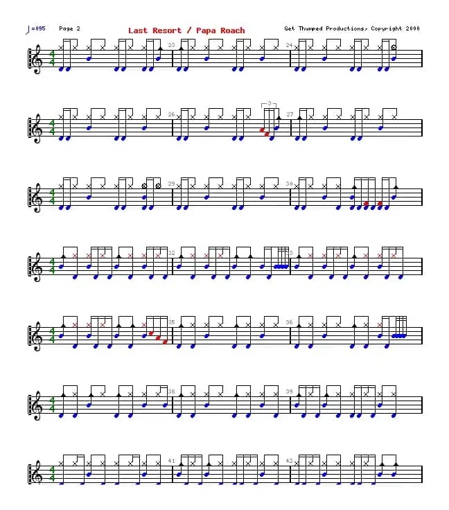 爵士鼓谱：Papa Roach - Last resort