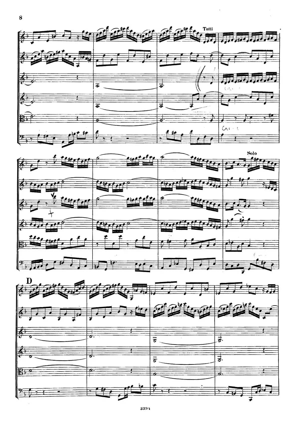 CONCERTO A DUE VIOLINI.（巴赫D小调二重协奏曲总谱）