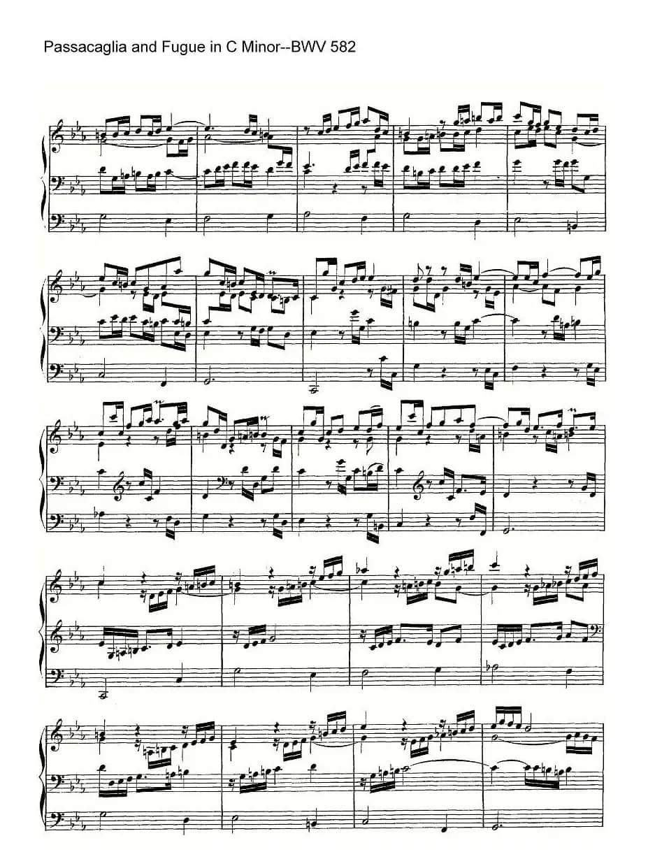 Passacaglia and Fugue in C Minor--BWV 582（管风琴谱）