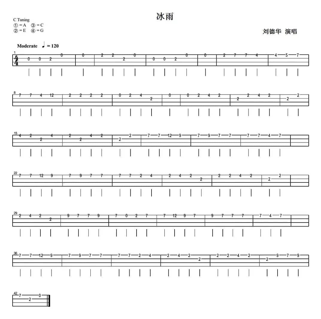 冰雨（尤克里里指弹谱）