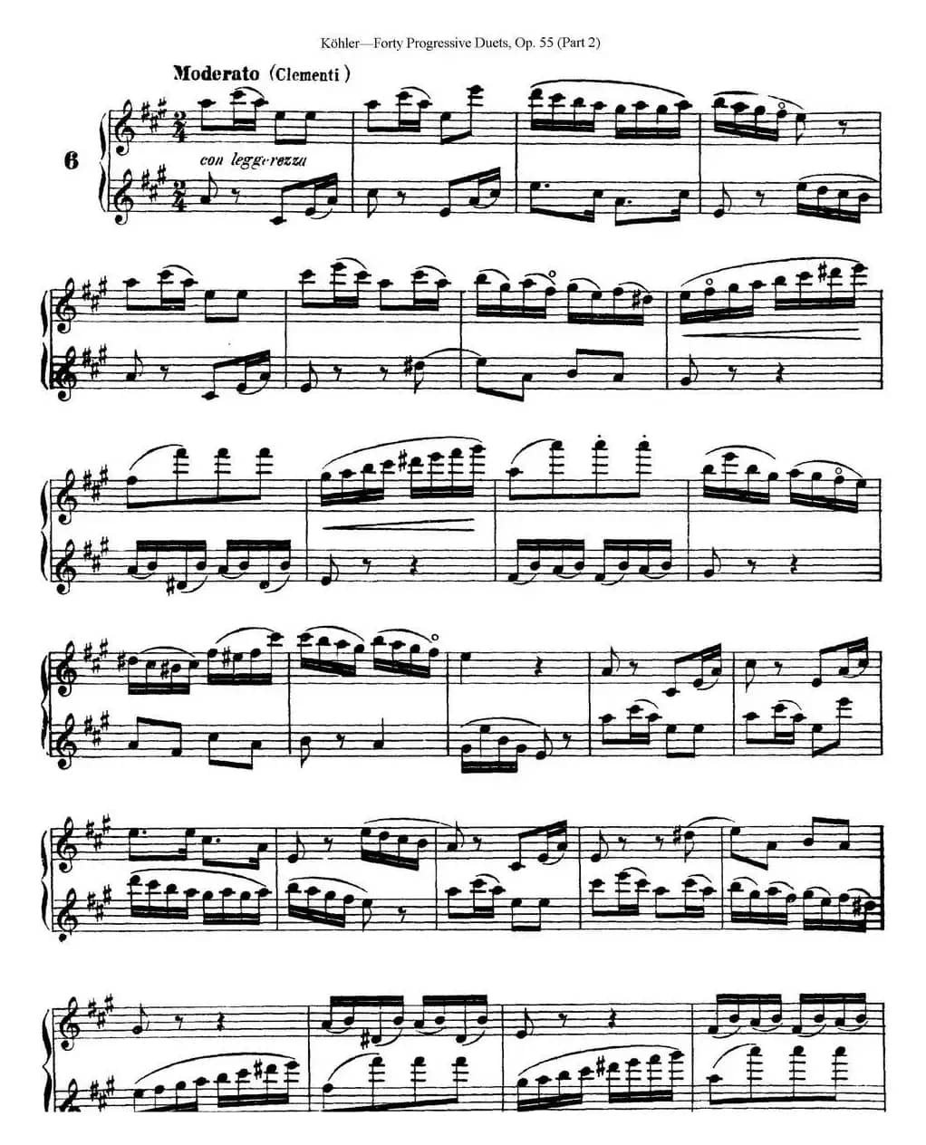 柯勒40首长笛提高练习曲OP.55（二重奏）（NO.6）