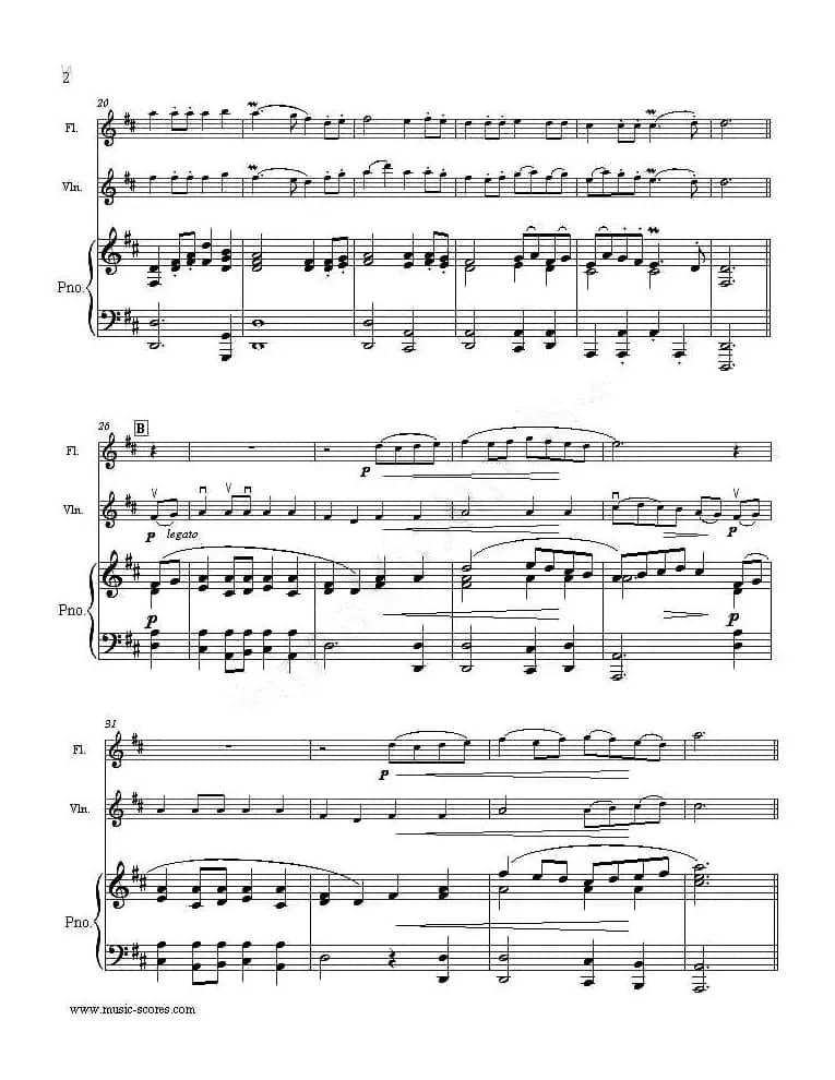 Rondeau（鼓号回旋曲）（小提琴+长笛+钢琴伴奏，二重奏）