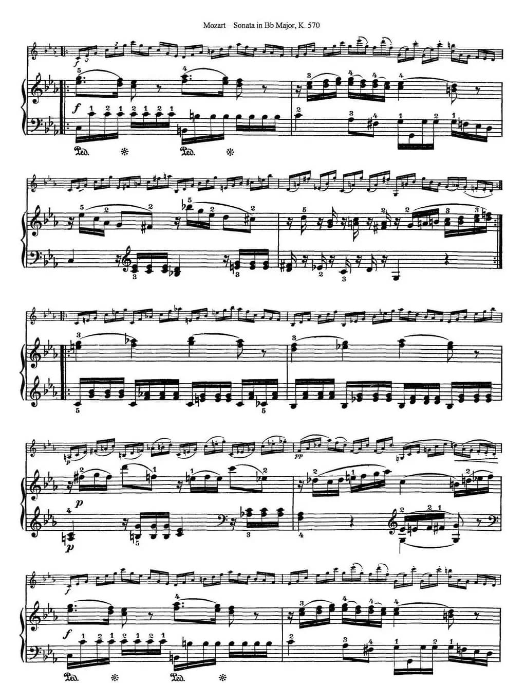 Violin Sonata in Bb Major K.570（小提琴+钢琴伴奏）
