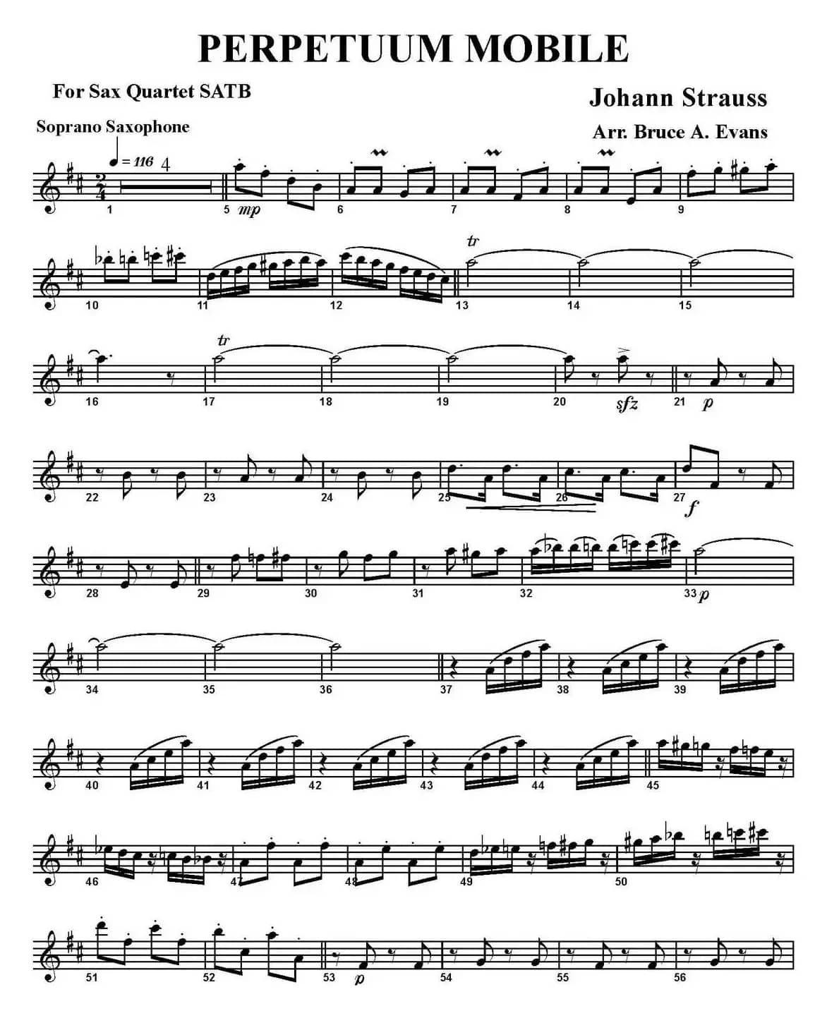 PERPETUUM MOBILE（四重奏·高音萨克斯分谱）