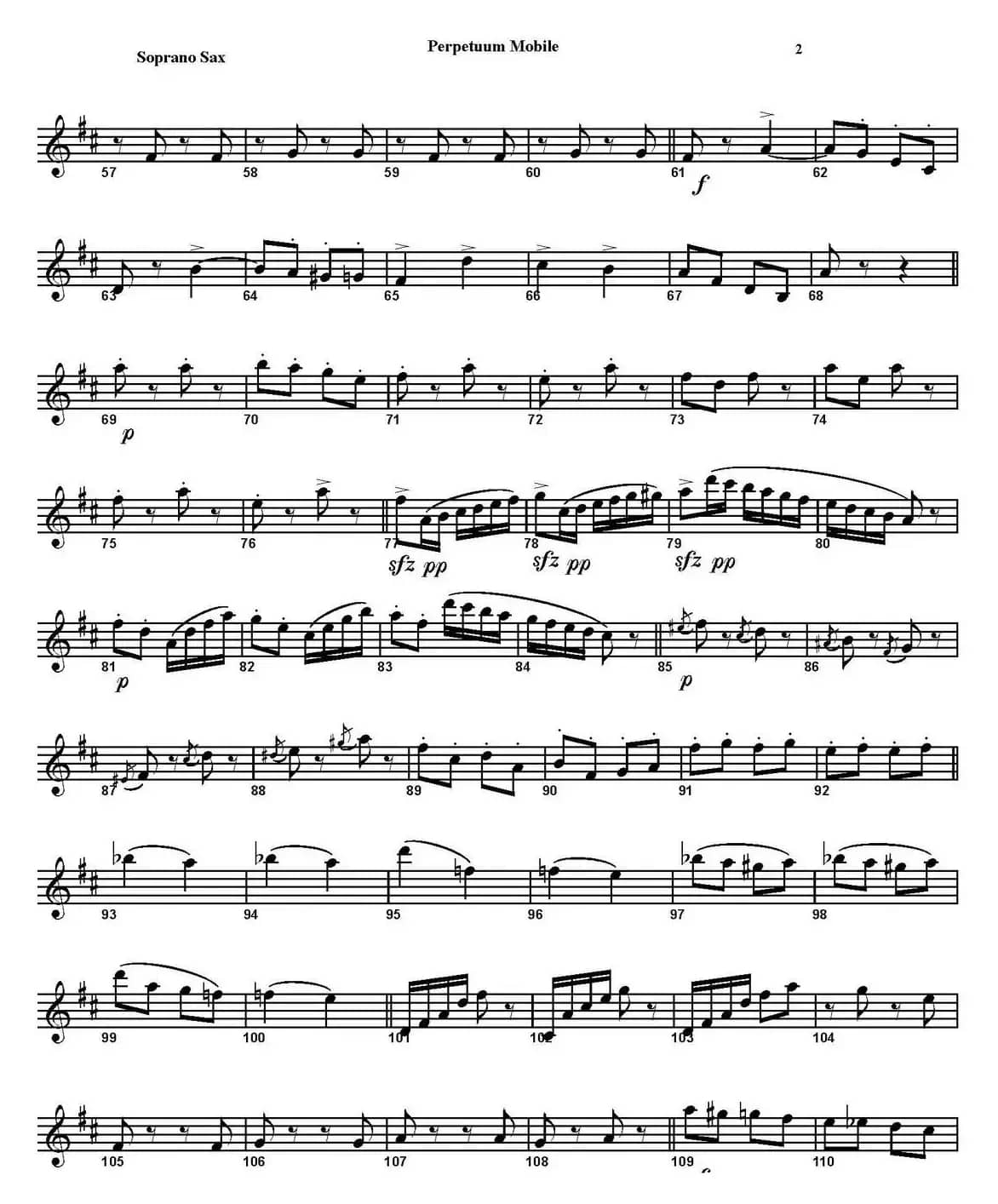 PERPETUUM MOBILE（四重奏·高音萨克斯分谱）