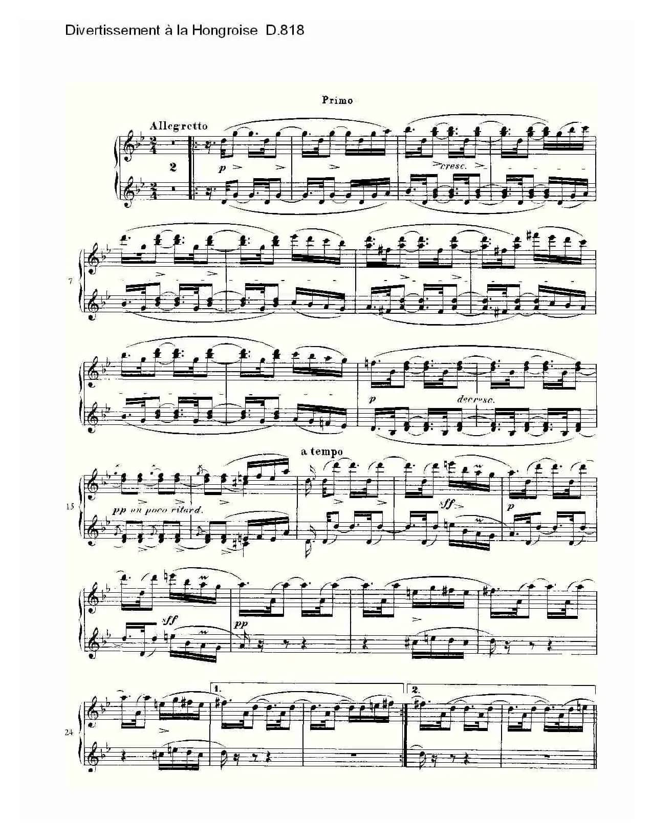 Divertissement à la Hongroise D.818