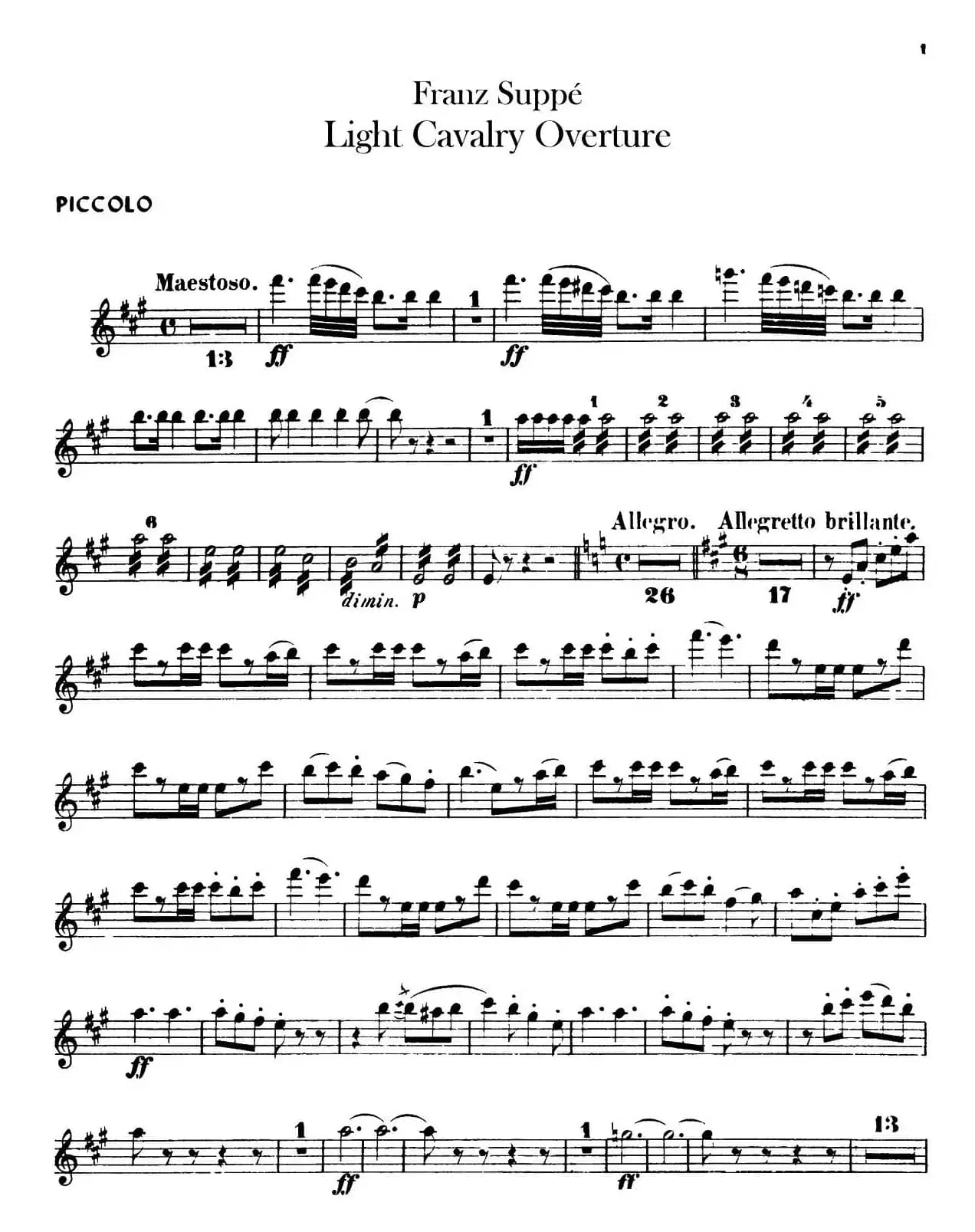 Light Cavalry Overture（轻骑兵序曲）（管乐合奏短笛分谱）