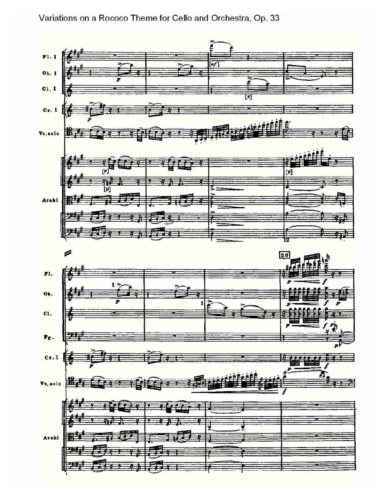 大提琴与管弦乐洛可可主题a小调变奏曲, Op.33（一）