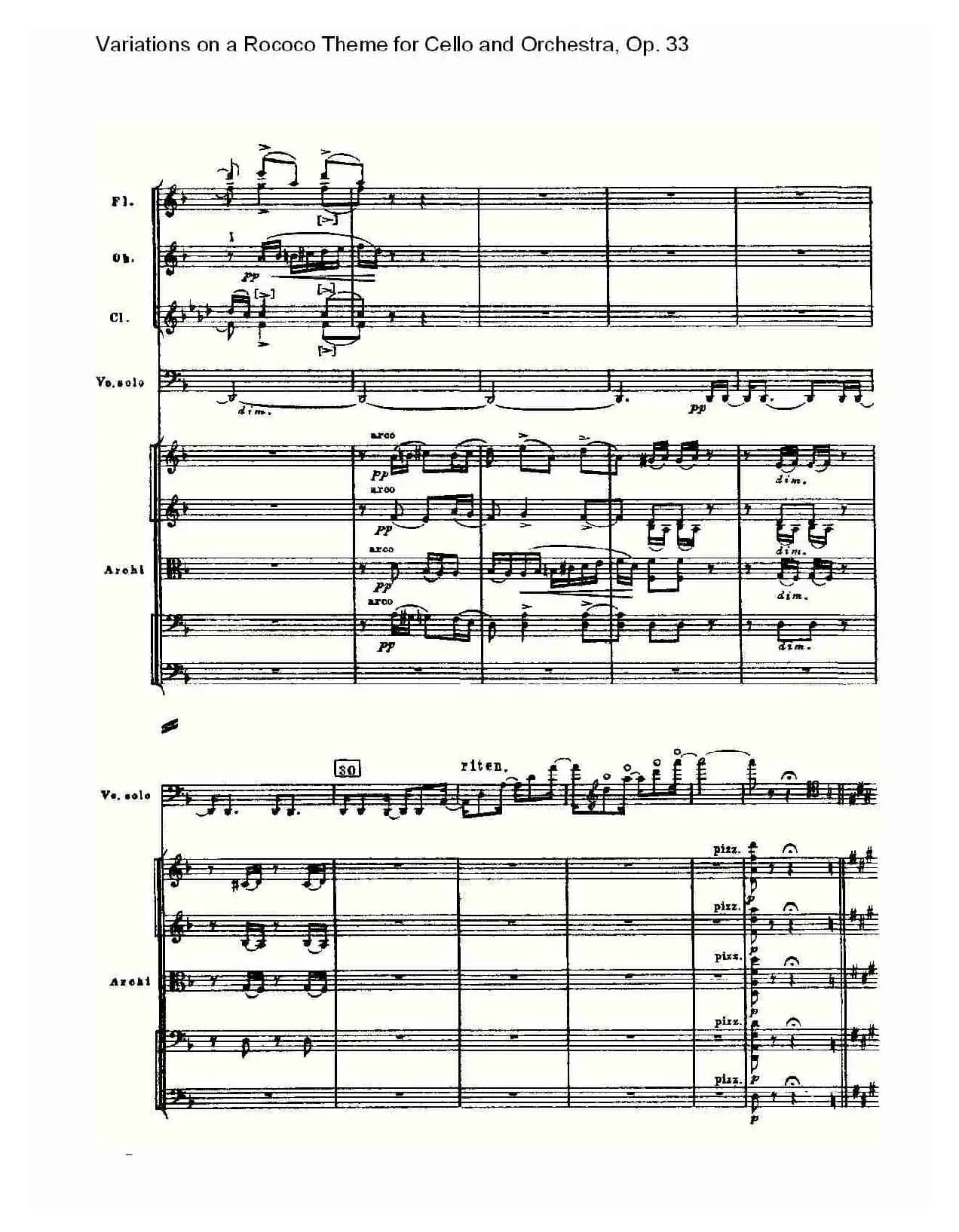 大提琴与管弦乐洛可可主题a小调变奏曲, Op.33（一）