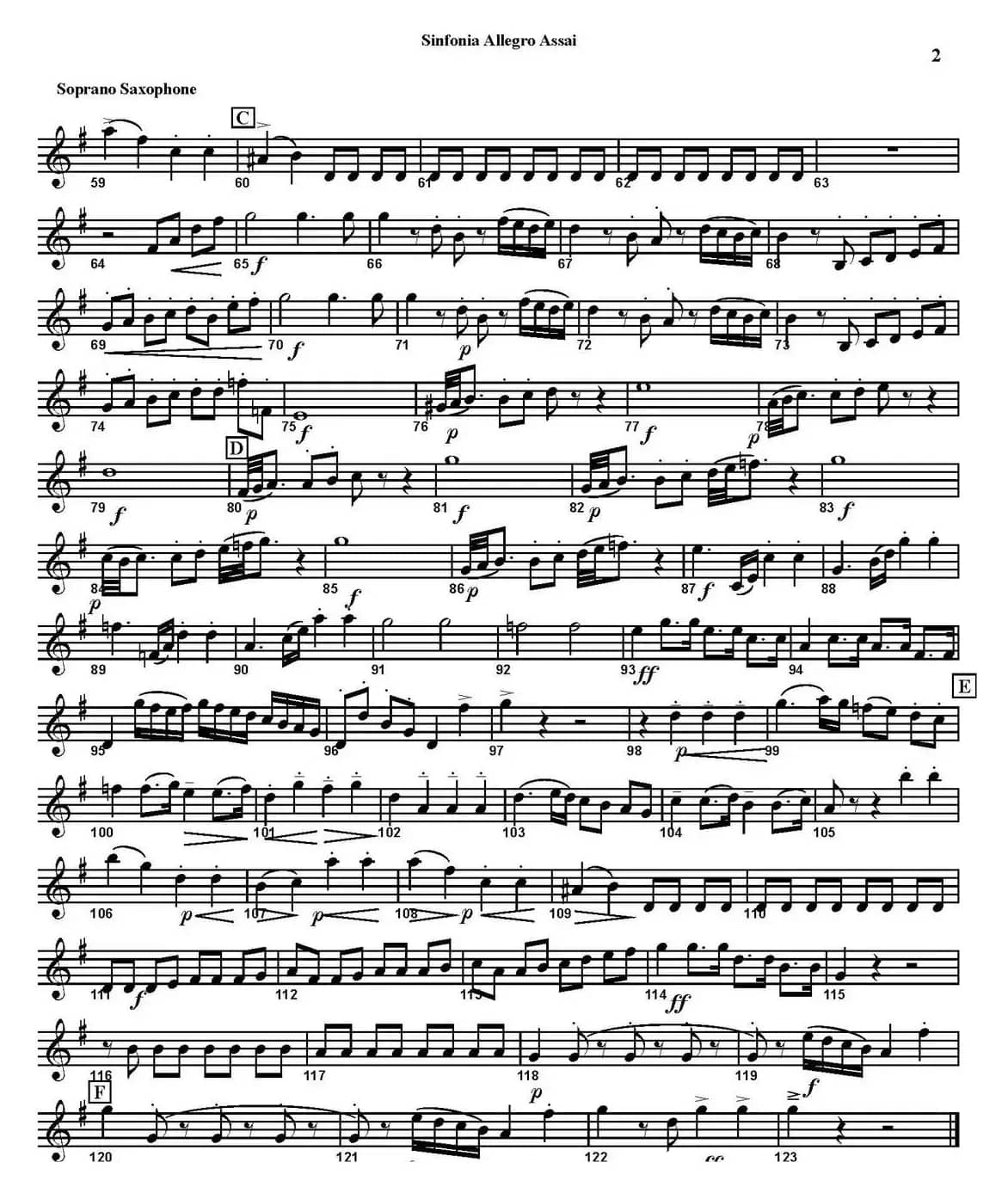 SINFONIA First Movement：Allegro Assai（四重奏·高音萨克斯分谱）