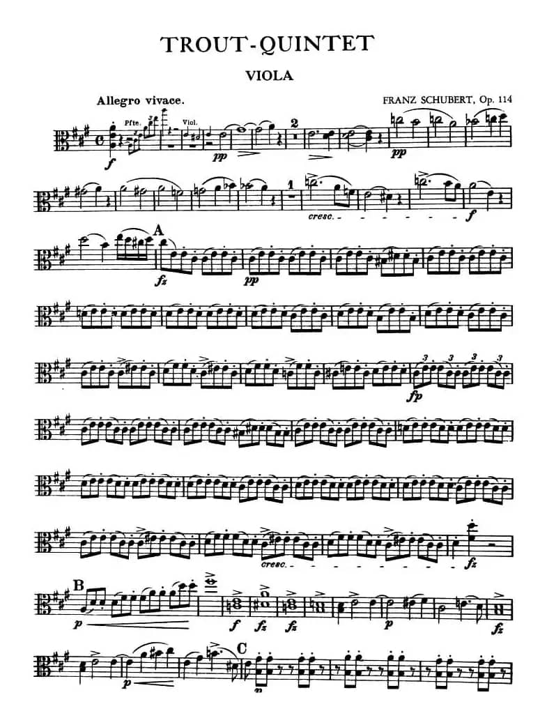 TROUT-QUARTET（中提琴谱）