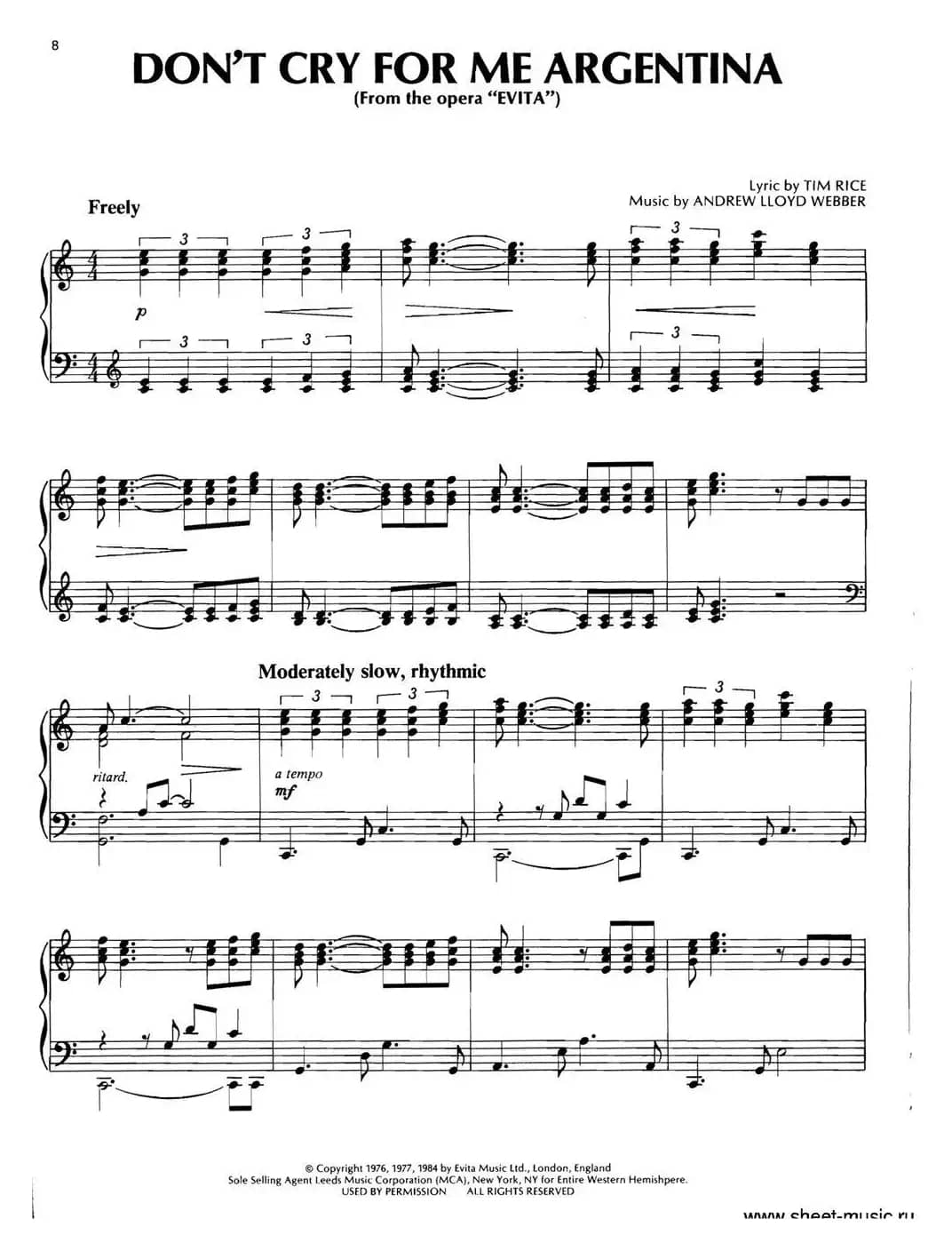 DON'T CRY FOR ME ARGENTINA(From the opera “EVITA