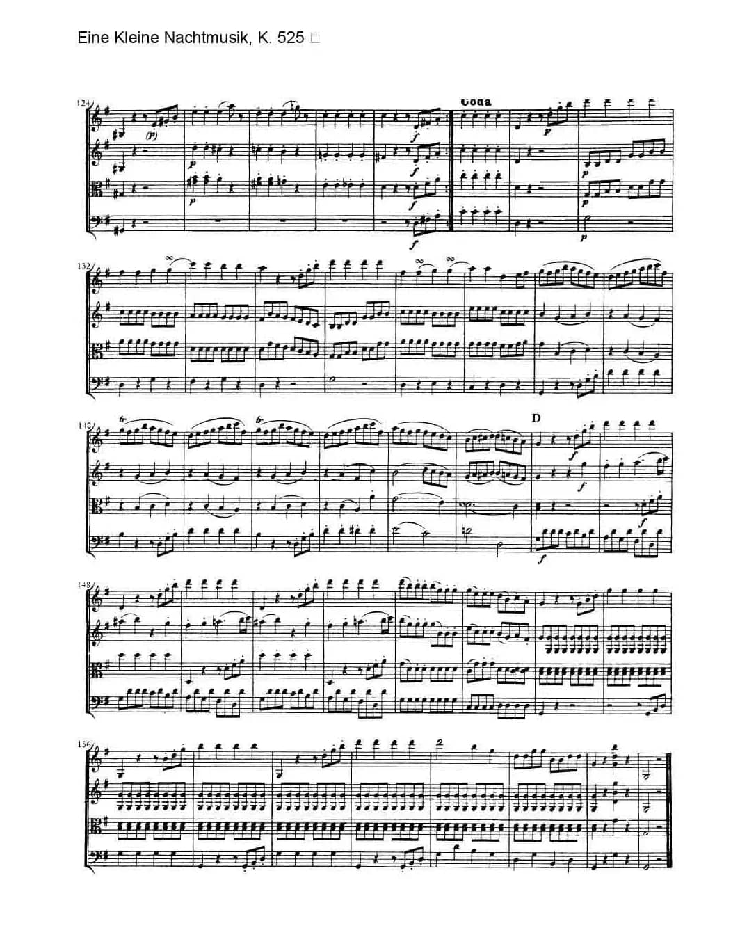 G大调弦乐小夜曲 第一乐章（莫扎特K525弦乐重奏总谱）