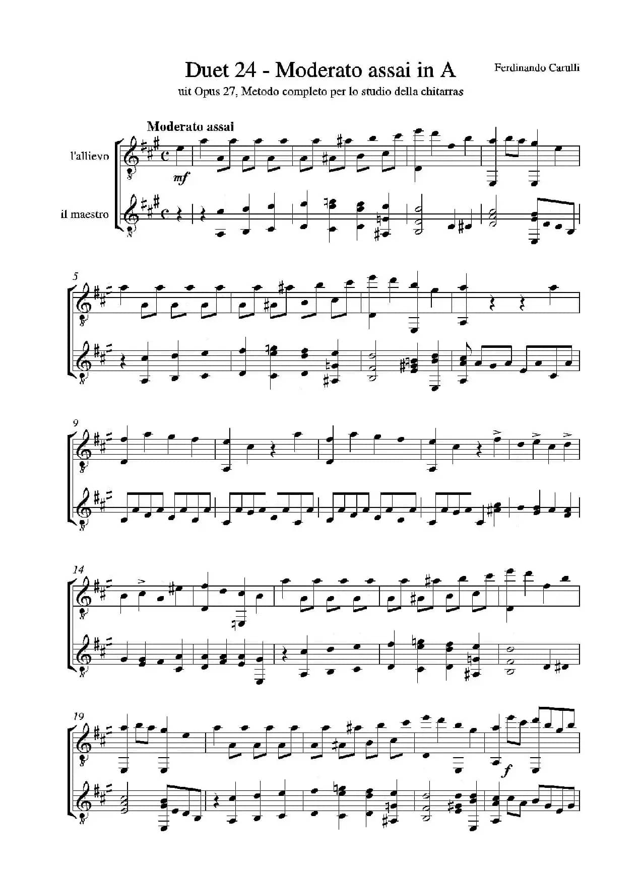 Metodo Completo Op.27-3（古典吉他二重奏练习·24）