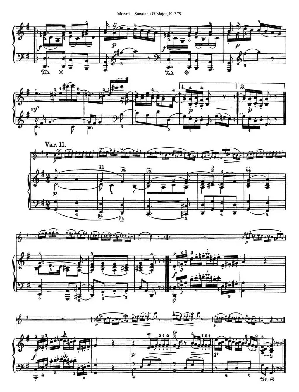 Violin Sonata in G Major K.379（小提琴+钢琴伴奏）