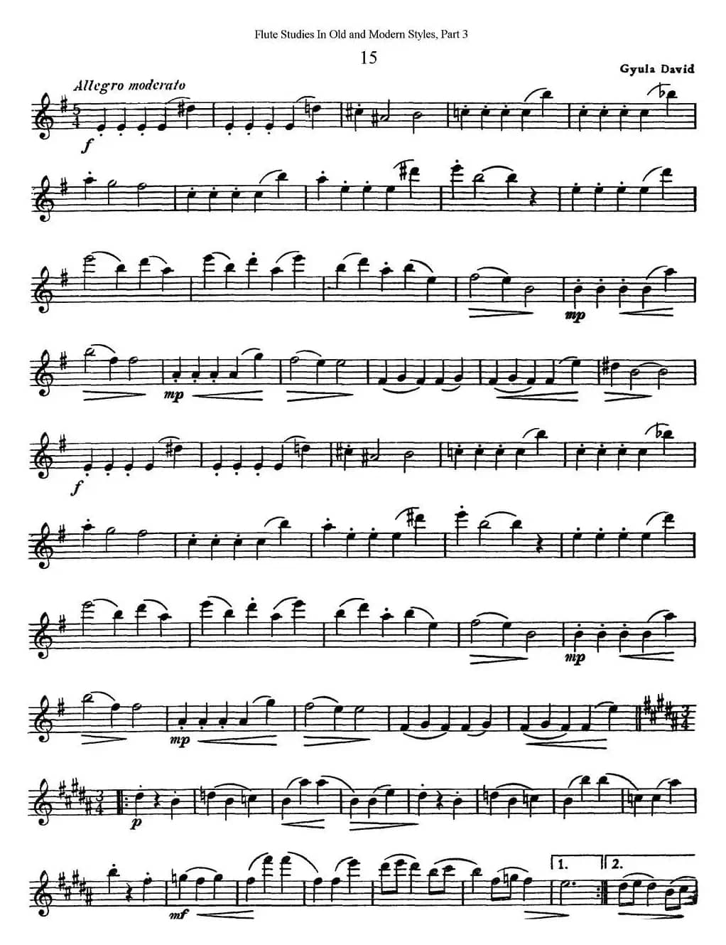 斯勒新老风格长笛练习重奏曲（第三部分）（NO.15-NO.16）