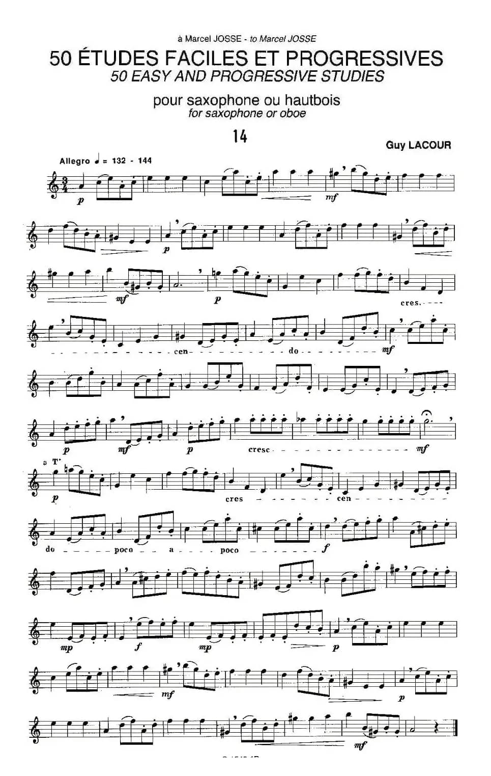 Guy Lacour 50 首萨克斯练习曲之14