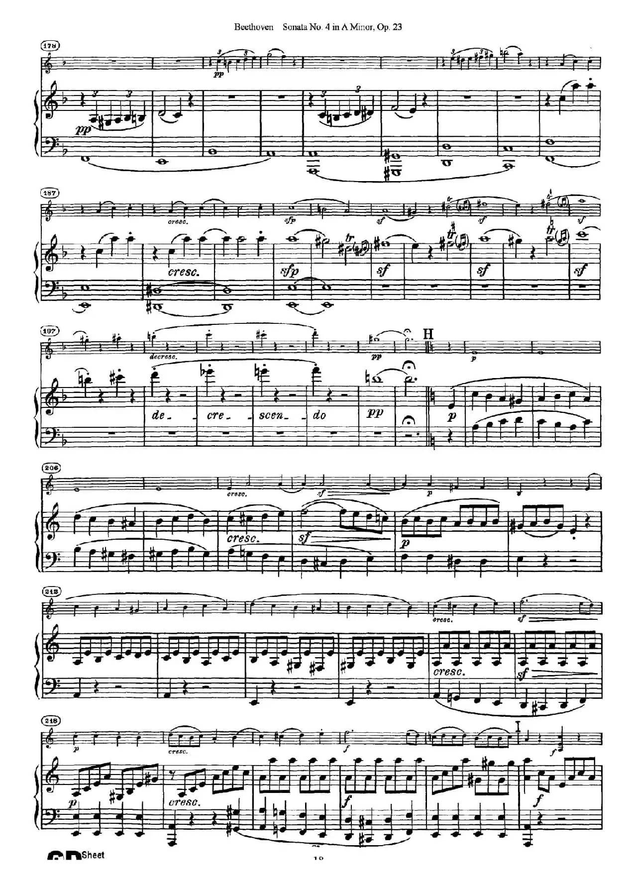 A小调第四小提琴奏鸣曲（Sonata No.4 in A Minor Op.23）（小提琴+钢琴伴奏）