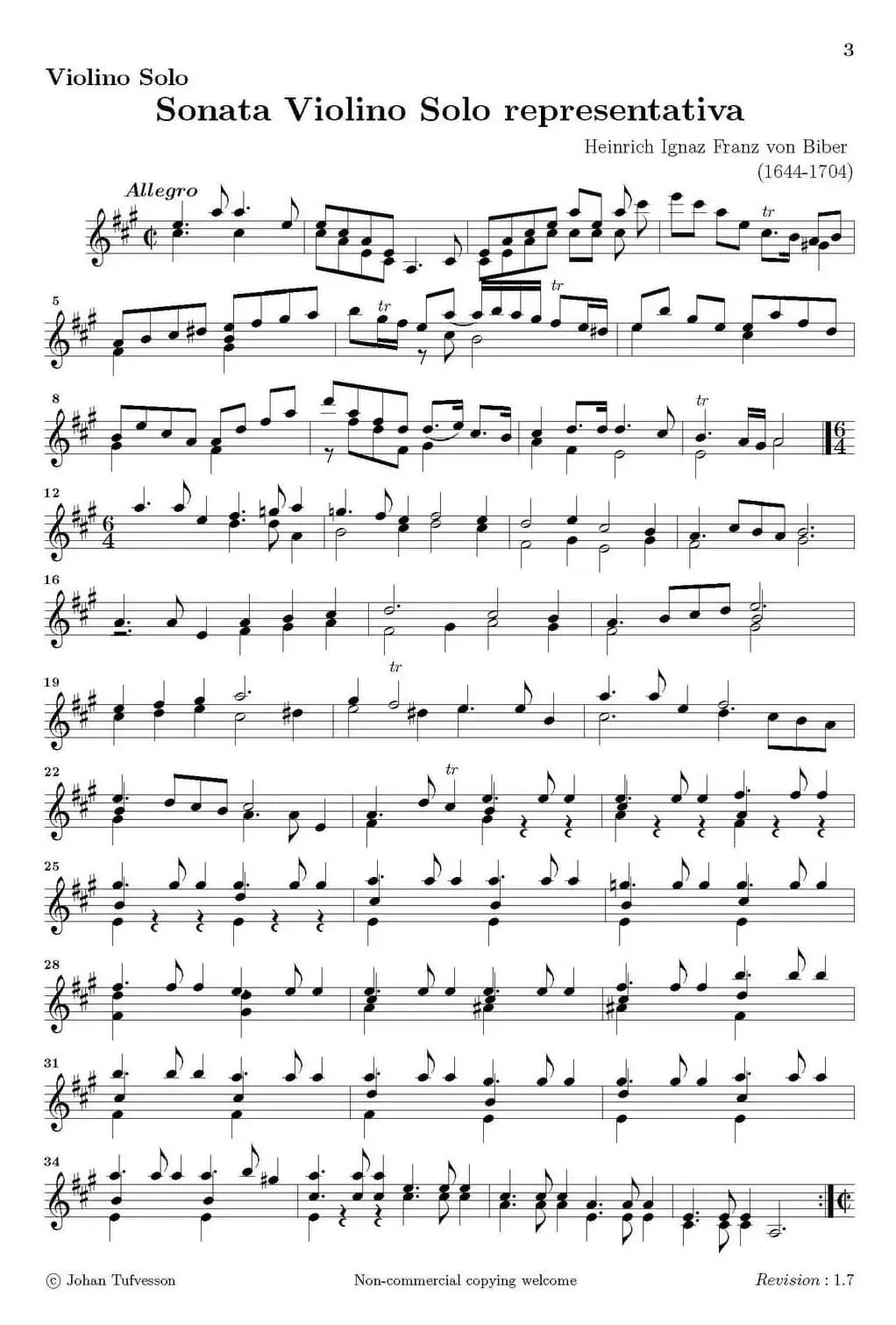 Sonata Violino Solo representativa