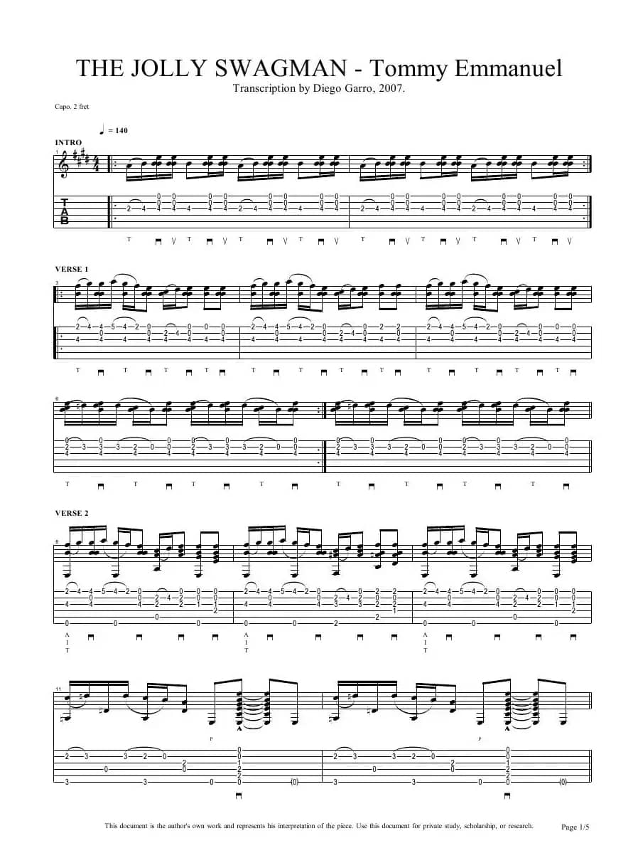 tommy emmanuel：the jolly swagman（指弹吉它）