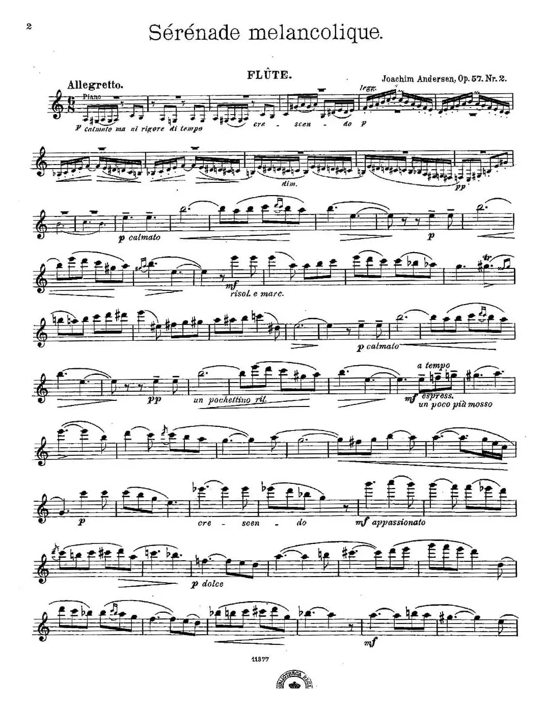 Serenade melancolique（Op.57 No.2）