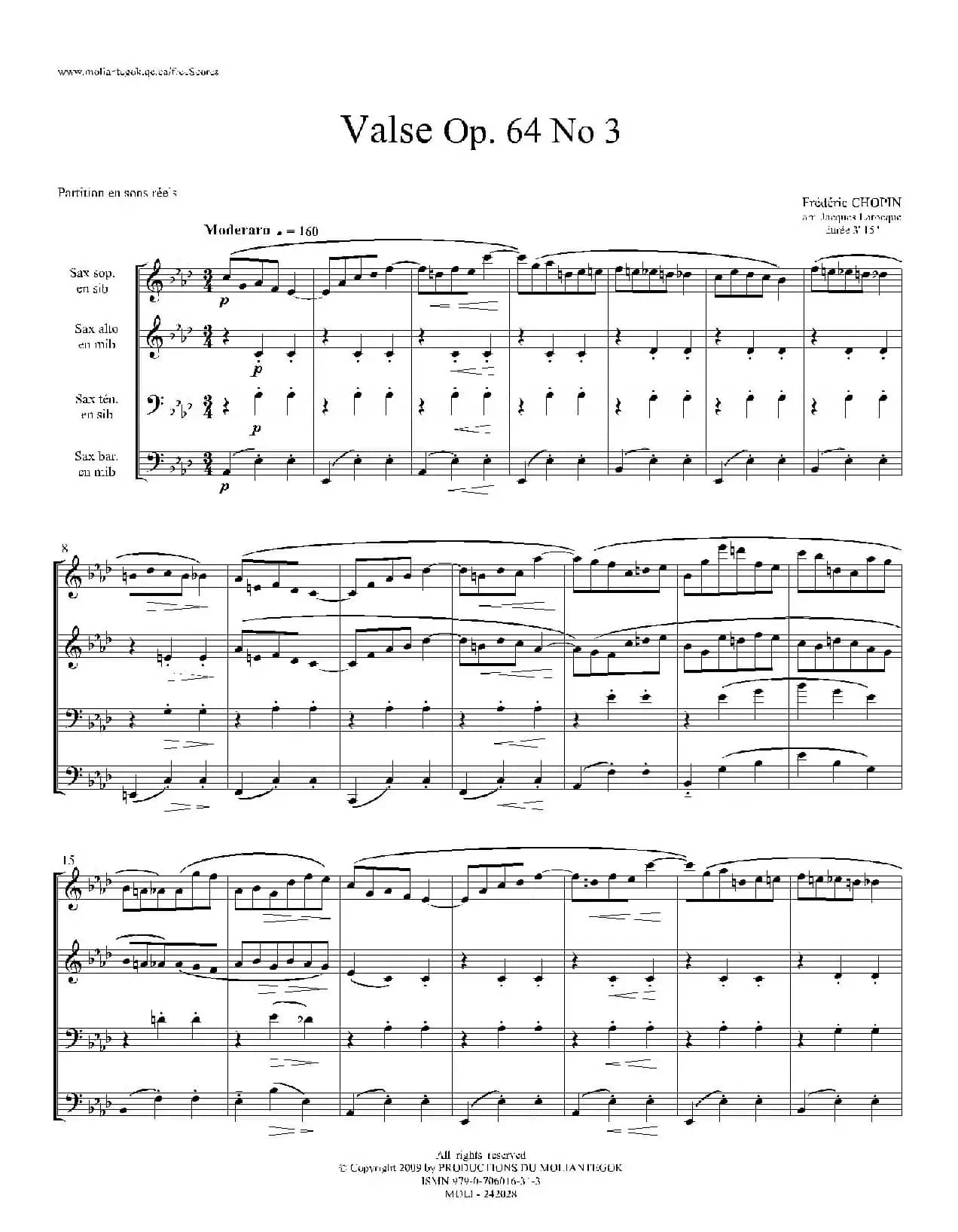 降A大调圆舞曲 Op.64 No.3（四重奏）